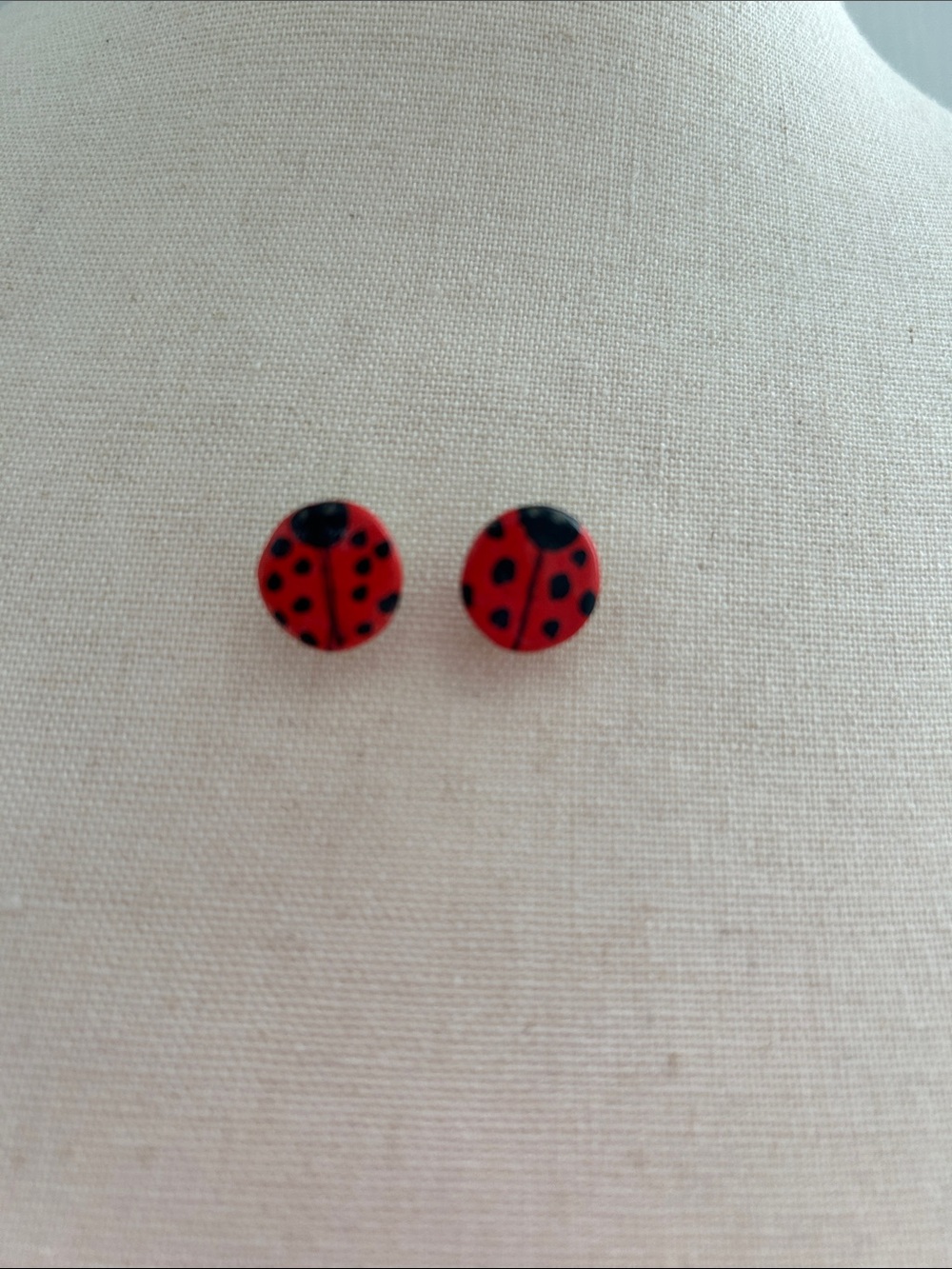 Red Ladybug Stud Earrings - Cute Accessories